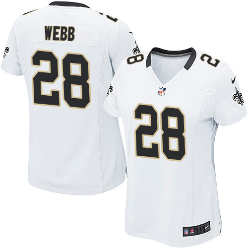 Women's Elite B.W. Webb Nike Jersey White Road - #28 NFL New Orleans Saints